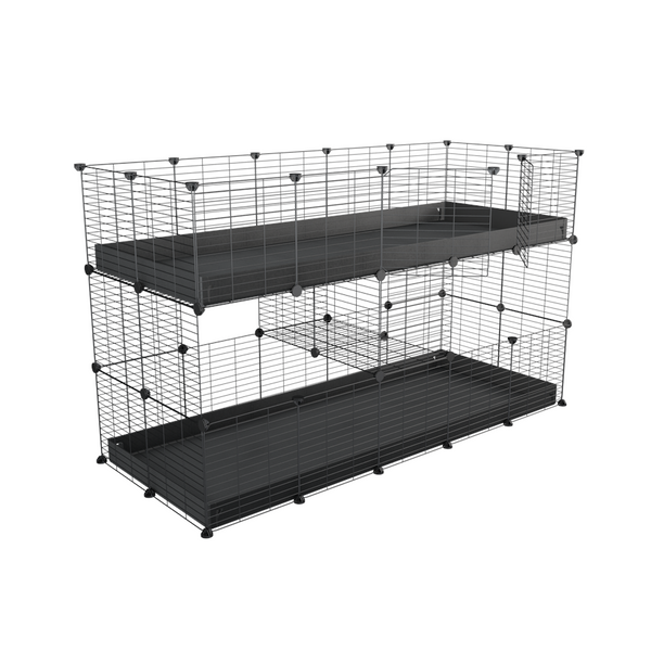 A double 5x2 c&c cage for guinea pigs with two levels black correx baby safe grids by brand kavee in the USA