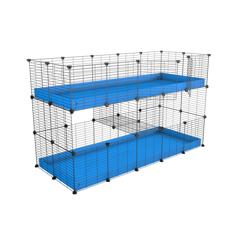 A double 5x2 c&c cage for guinea pigs with two levels gray correx coroplast by brand kavee in the USA
