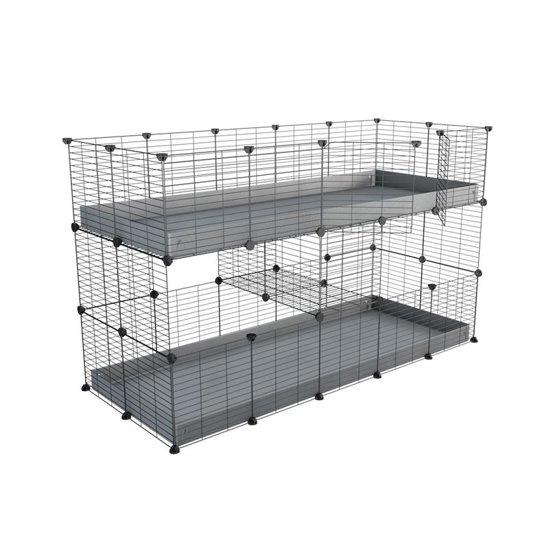A stacked 5x2 c&c cage for guinea pigs with two levels pink correx baby safe grids by brand kavee in the USA