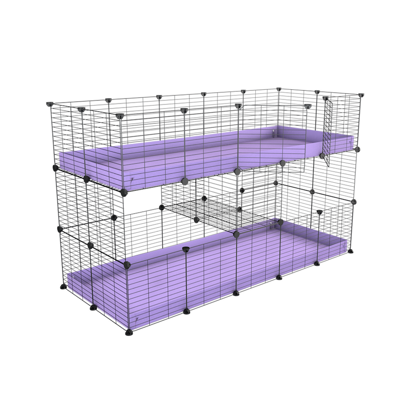 A two tier 5x2 c&c cage for guinea pigs with two levels purple lilac correx baby safe grids by brand kavee in the USA