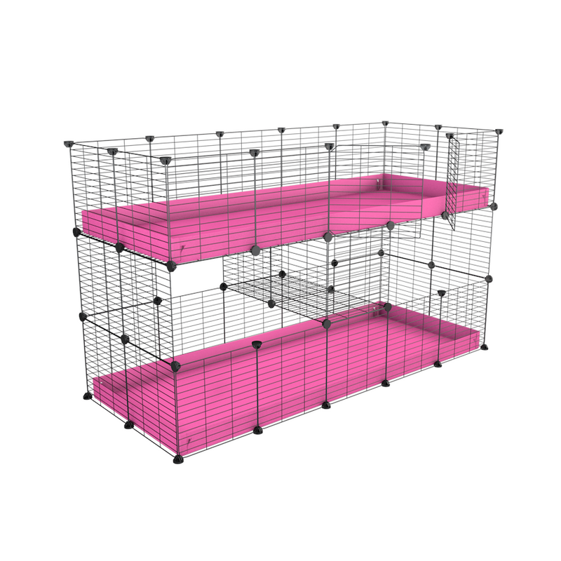 A two tier 5x2 c&c cage for guinea pigs with two levels blue correx baby safe grids by brand kavee in the USA