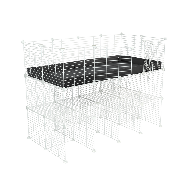 A 2x4 kavee C&C guinea pig cage with double stand black coroplast made of baby bars safe white C and C grids