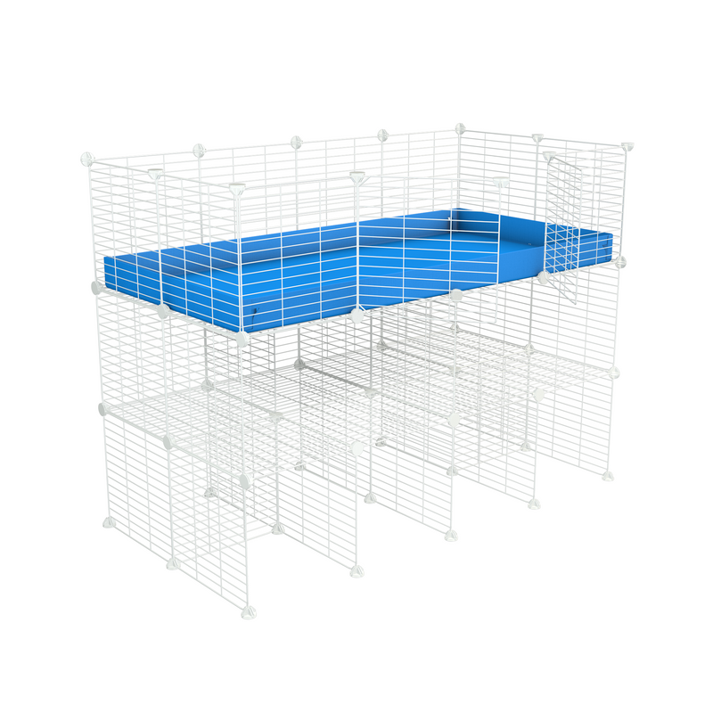 A 2x4 kavee C&C guinea pig cage with double stand blue coroplast made of baby bars safe white C and C grids