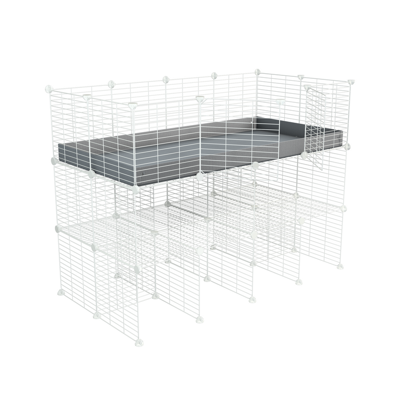 A 2x4 kavee C&C guinea pig cage with double stand gray coroplast made of baby bars safe white C and C grids