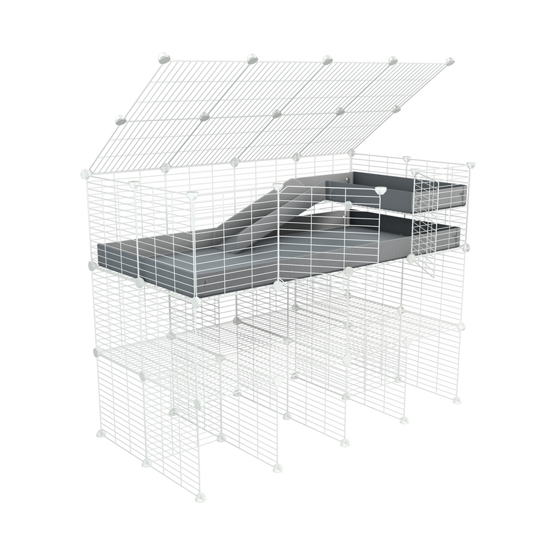 A 4x2 kavee blue C&C guinea pig cage with a lid three levels a loft a ramp made of small size hole safe white grids