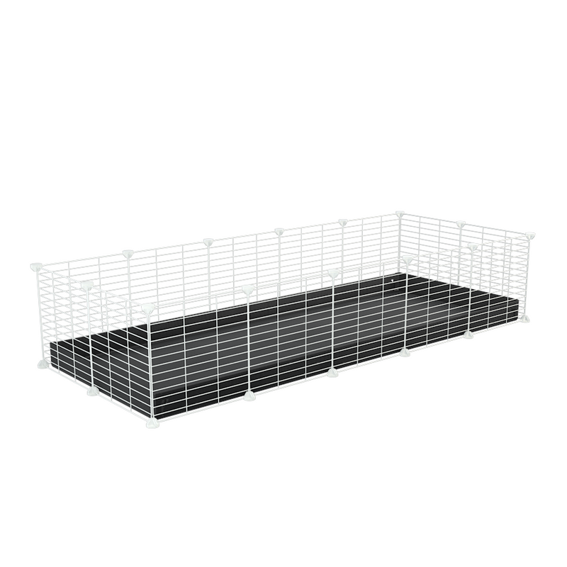 A cheap 5x2 C&C cage for guinea pig with black coroplast and baby proof white grids from brand kavee