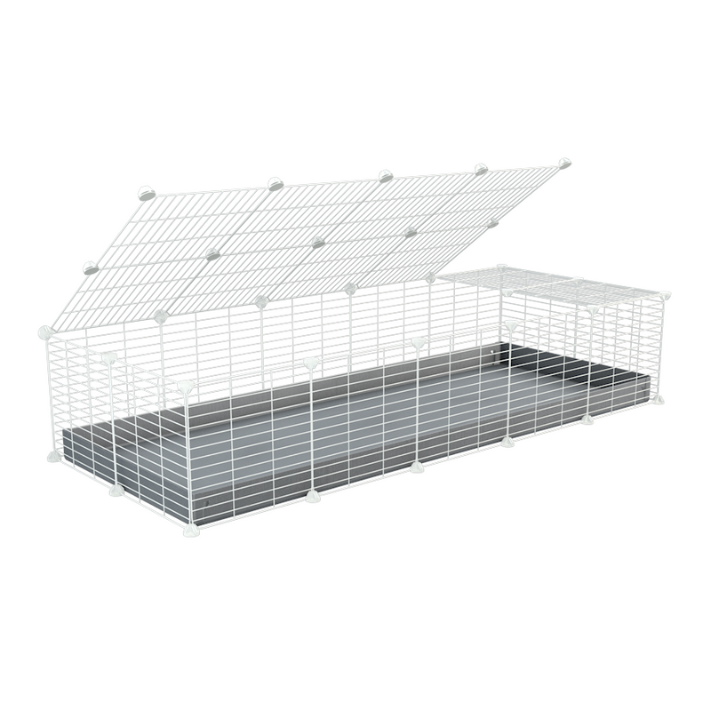 A 2x5 C and C cage for guinea pigs with gray coroplast a lid and small hole white CC grids from brand kavee
