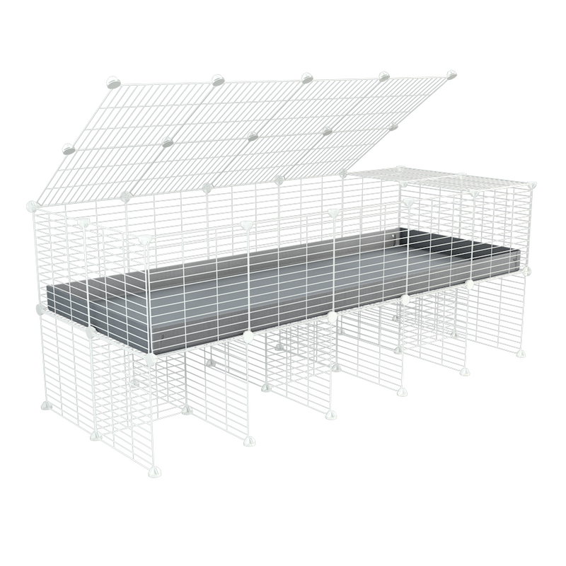 a 5x2 C&C cage for guinea pigs with a stand and a top gray plastic safe white c and c grids by kavee