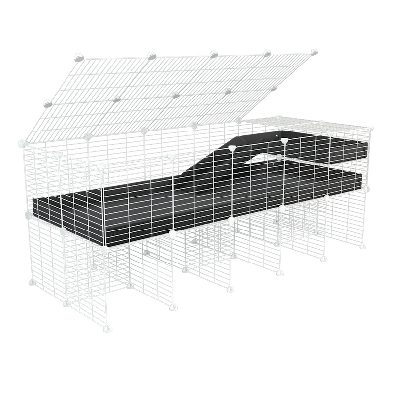 A 2x5 C and C guinea pig cage with stand loft ramp lid small size meshing safe white grids black correx sold in USA