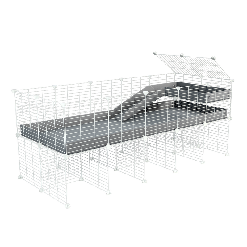 a 5x2 CC guinea pig cage with stand loft ramp small mesh white C&C grids gray corroplast by brand kavee
