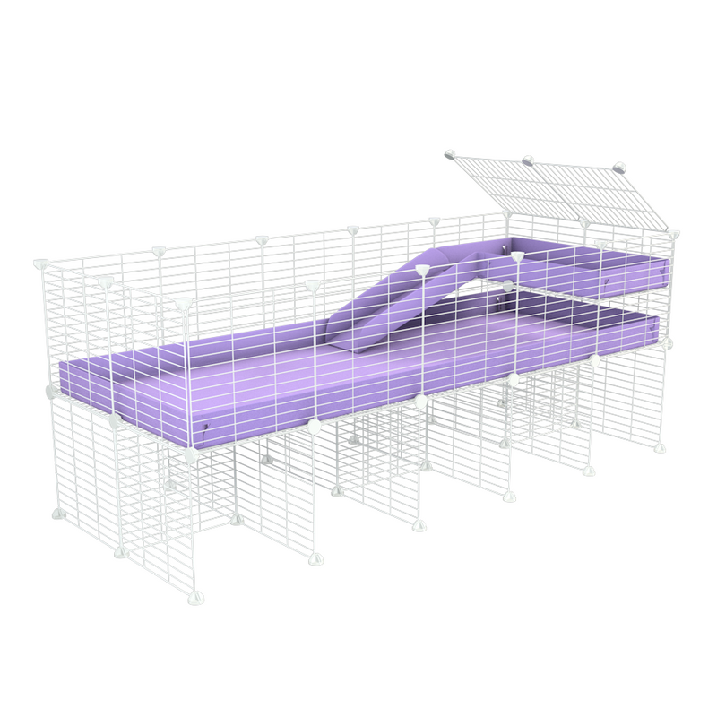 a 5x2 CC guinea pig cage with stand loft ramp small mesh white CC grids purple lilac pastel corroplast by brand kavee