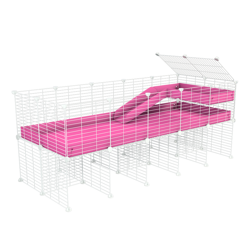 a 5x2 CC guinea pig cage with stand loft ramp small mesh white CC grids pink corroplast by brand kavee