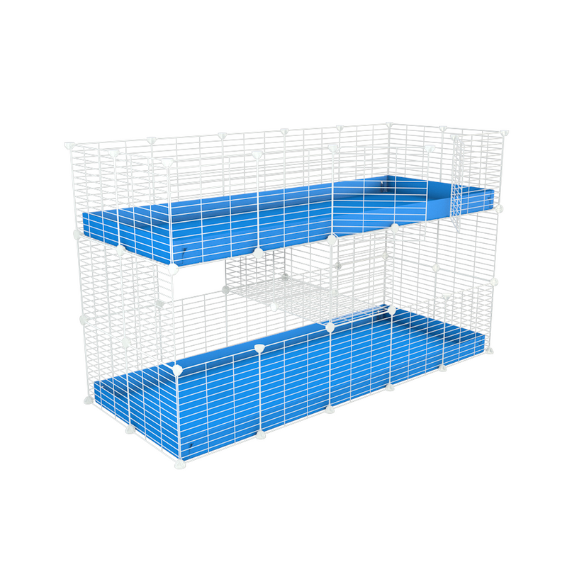 A double white 5x2 c&c cage for guinea pigs with two levels gray correx coroplast by brand kavee in the USA