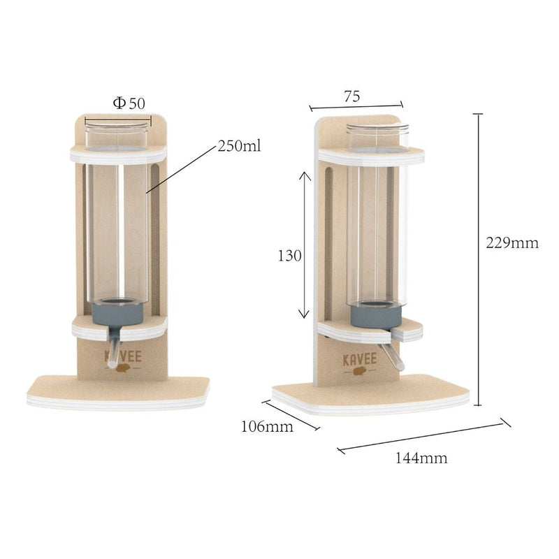 dimensions of kavee freestanding wooden guinea pig water bottle stand