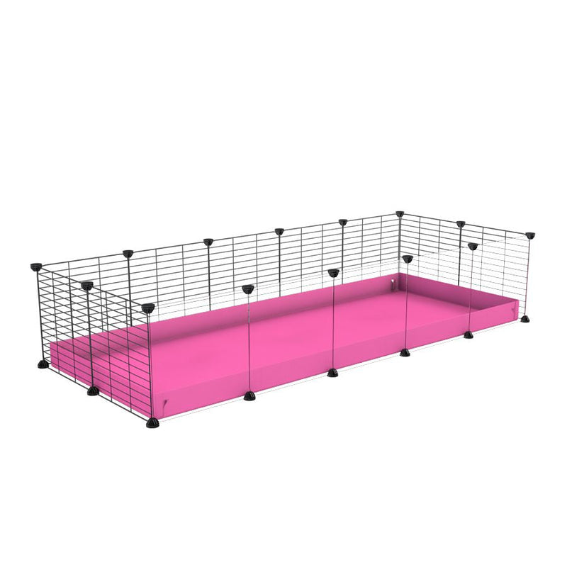 A cheap 5x2 C&C cage with clear transparent perspex acrylic windows  for guinea pig with pink coroplast and baby grids from brand kavee