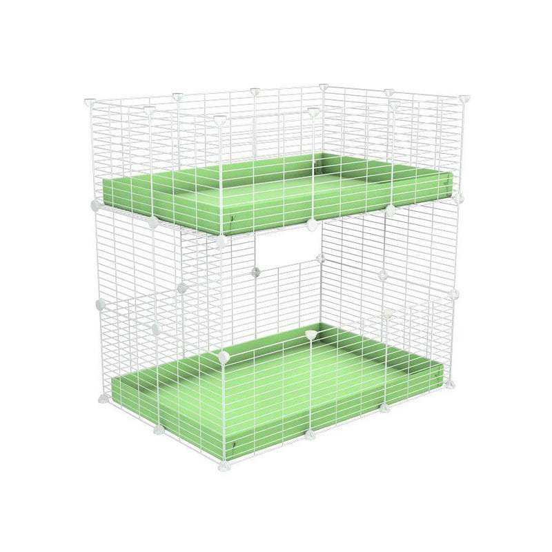 A two tier 3x2 c&c cage for guinea pigs with two levels green pastel correx baby safe white grids by brand kavee in the USA