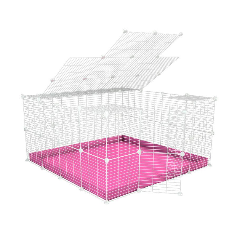 A 4x4 C&C rabbit cage with a top and safe small meshing baby bars white CC grids and green coroplast by kavee USA
