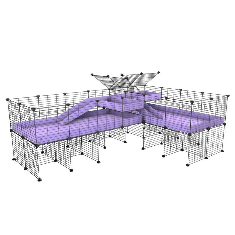 L-Shape 8x2 C&C Cage with Divider, Loft & Stand