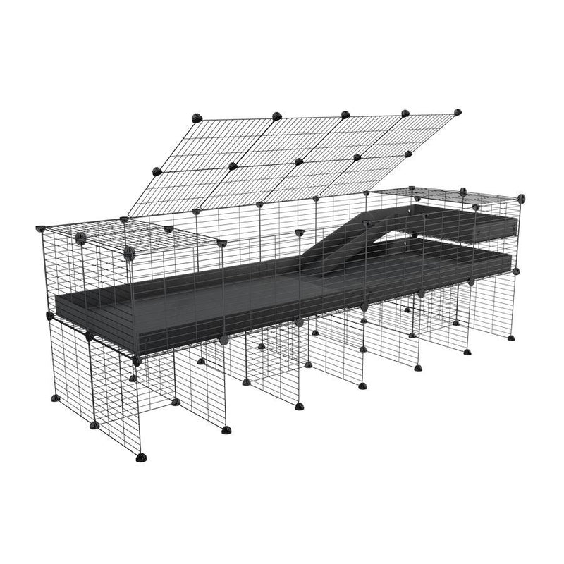 A 2x6 C and C guinea pig cage with stand loft ramp lid small size meshing safe grids black correx sold in USA