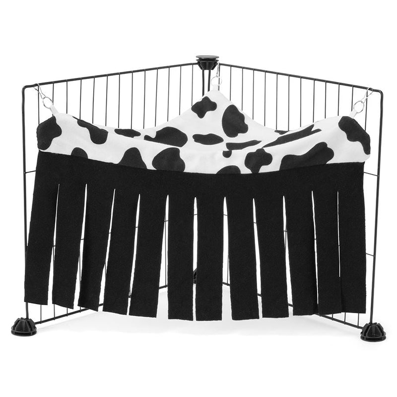  a guinea pig corner curtain hung on C&C cage made of cowprint fleece by  kavee 