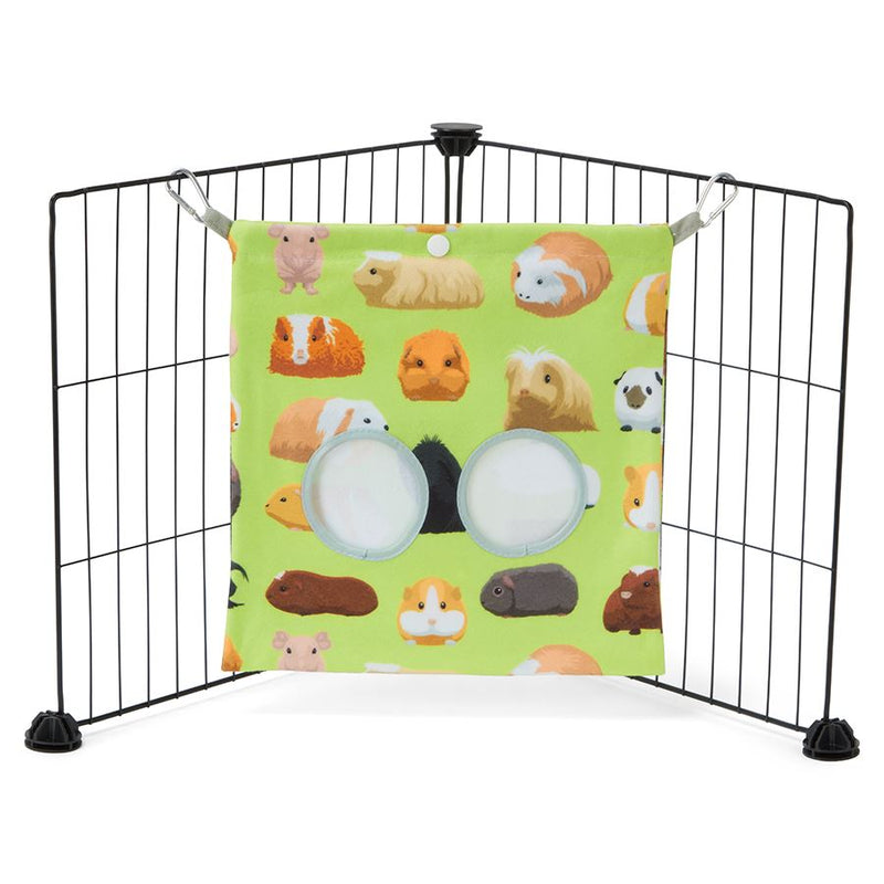  a guinea pig haybag hung on C&C cage made of green guinea pig fabric fleece by  kavee 