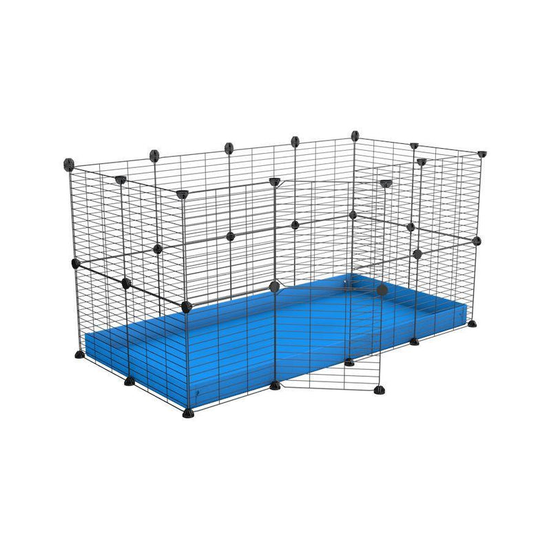 A 4x2 C&C rabbit cage with safe small meshing baby bars grids and blue coroplast by kavee USA
