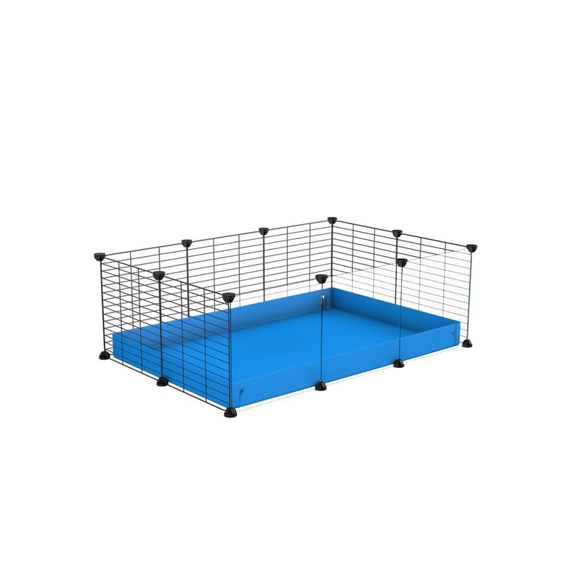 a cheap 3x2 C&C cage with clear transparent perspex acrylic windows  for guinea pig with blue coroplast and baby grids from brand kavee
