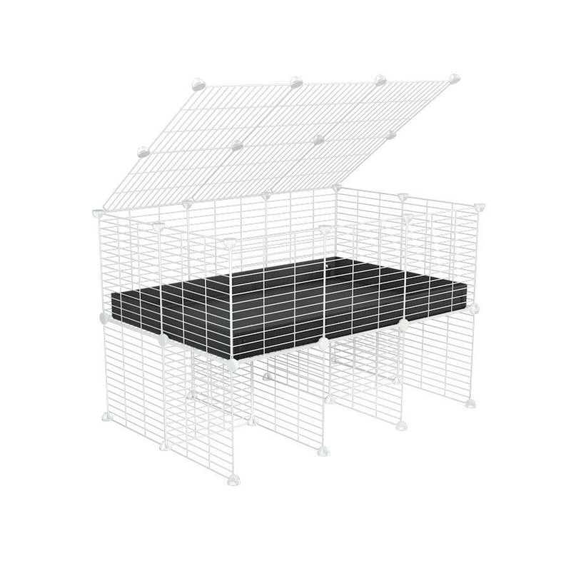 a 3x2 C&C cage for guinea pigs with a stand and a top black plastic safe white grids by kavee