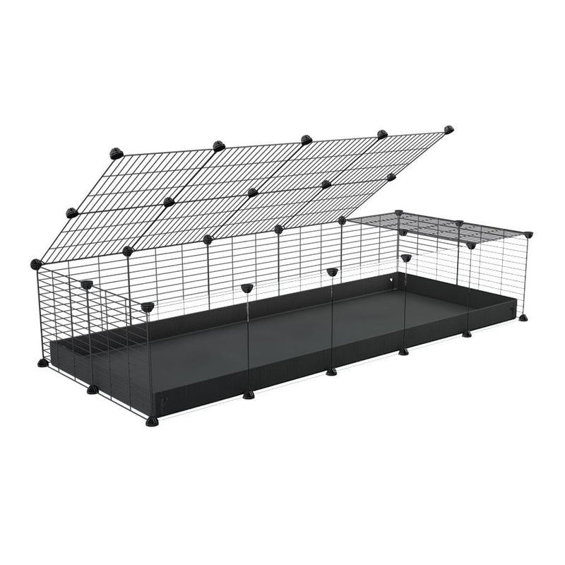 A 2x5 C and C cage with clear transparent plexiglass acrylic grids  for guinea pigs with black coroplast a lid and small hole grids from brand kavee