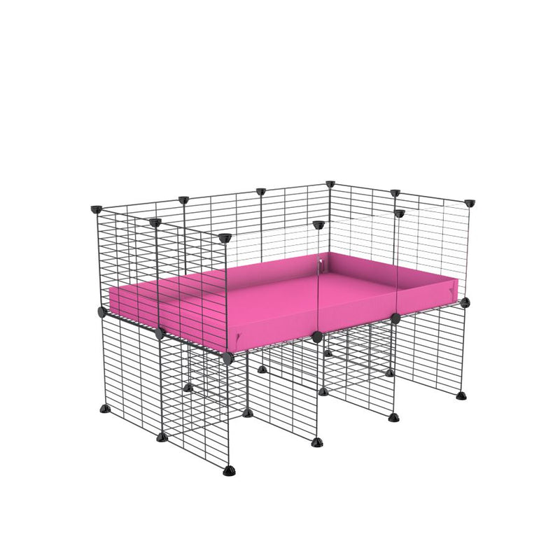 a 3x2 CC cage with clear transparent plexiglass acrylic panels  for guinea pigs with a stand pink correx and grids sold in USA by kavee