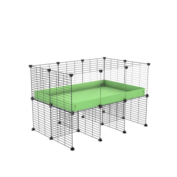 a 3x2 CC cage with clear transparent plexiglass acrylic panels  for guinea pigs with a stand green pastel pistachio correx and grids sold in USA by kavee