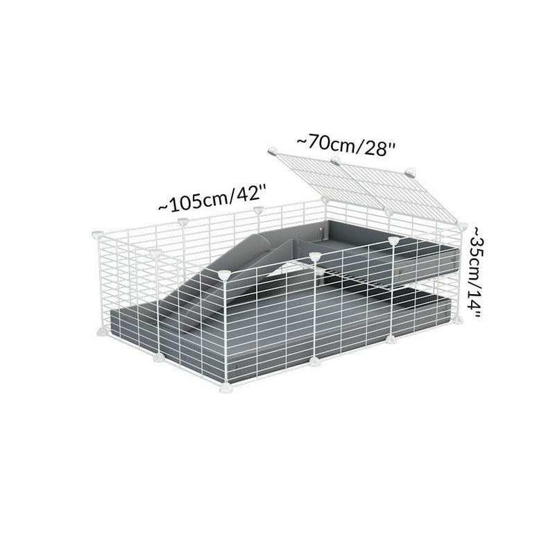 Dimensions of a 2x3 C and C guinea pig cage with loft ramp lid small hole size white CC grids gray coroplast kavee