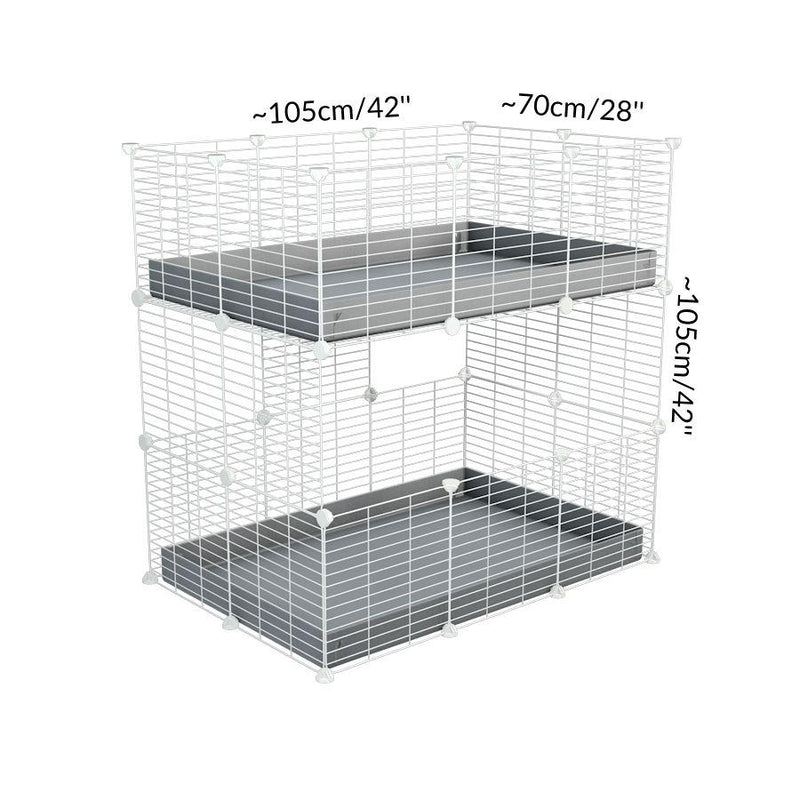 Size of A two tier 3x2 c&c cage for guinea pigs with two levels blue correx baby safe white C&C grids by brand kavee in the USA