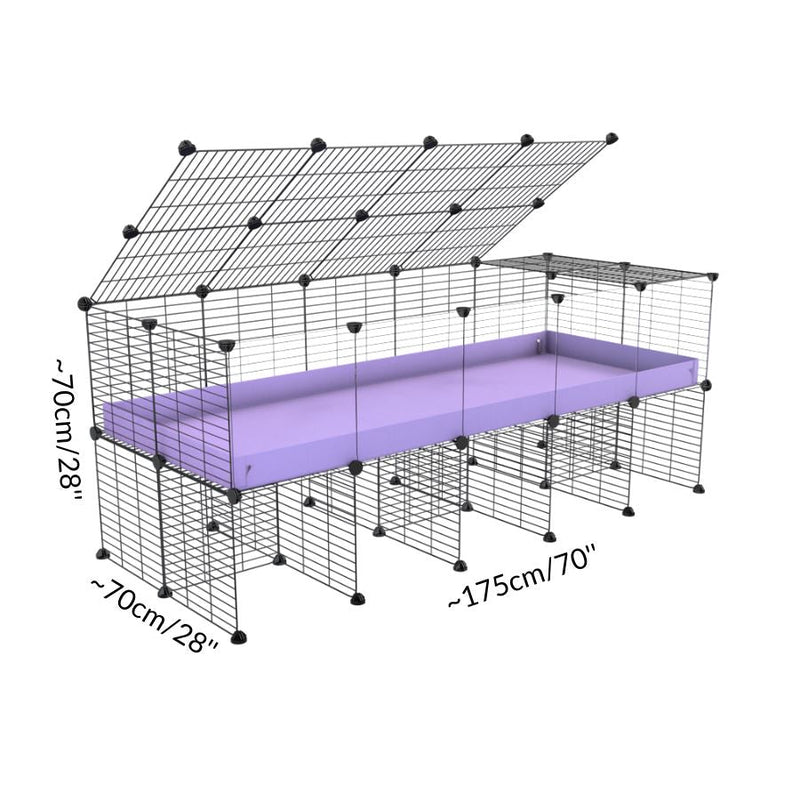 Size of a 5x2 CC cage with clear transparent plexiglass acrylic panels  for guinea pigs with a stand purple lilac pastel correx and grids sold in USA by kavee