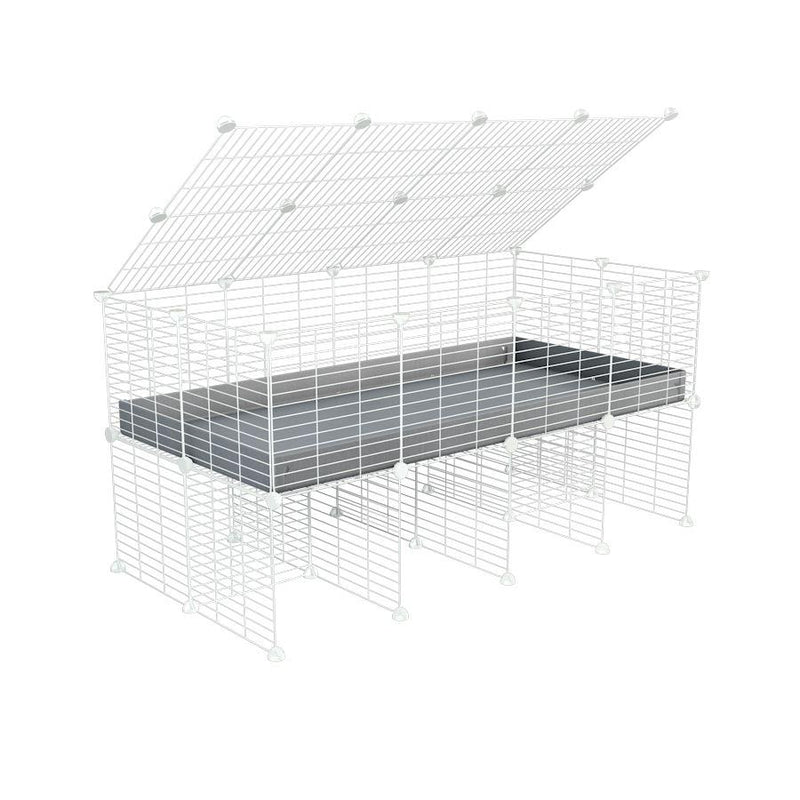 a 4x2 C&C cage for guinea pigs with a stand and a top gray plastic safe white C and C grids by kavee