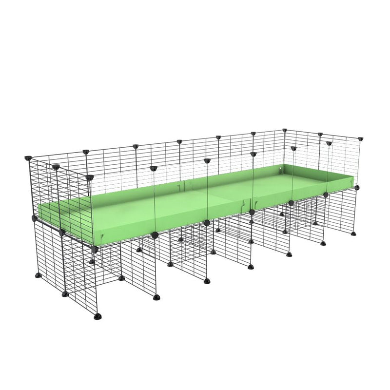 a 6x2 CC cage with clear transparent plexiglass acrylic panels  for guinea pigs with a stand green pastel pistachio correx and grids sold in USA by kavee