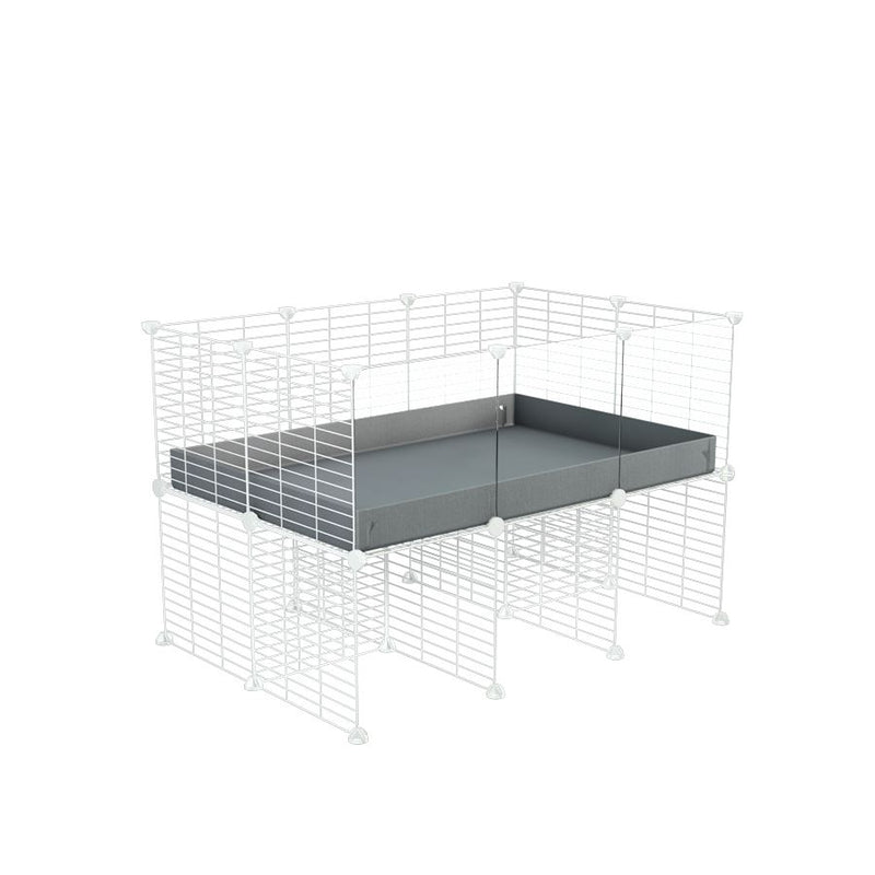 a 3x2 CC cage with clear transparent plexiglass acrylic panels  for guinea pigs with a stand gray correx and white C and C grids sold in USA by kavee