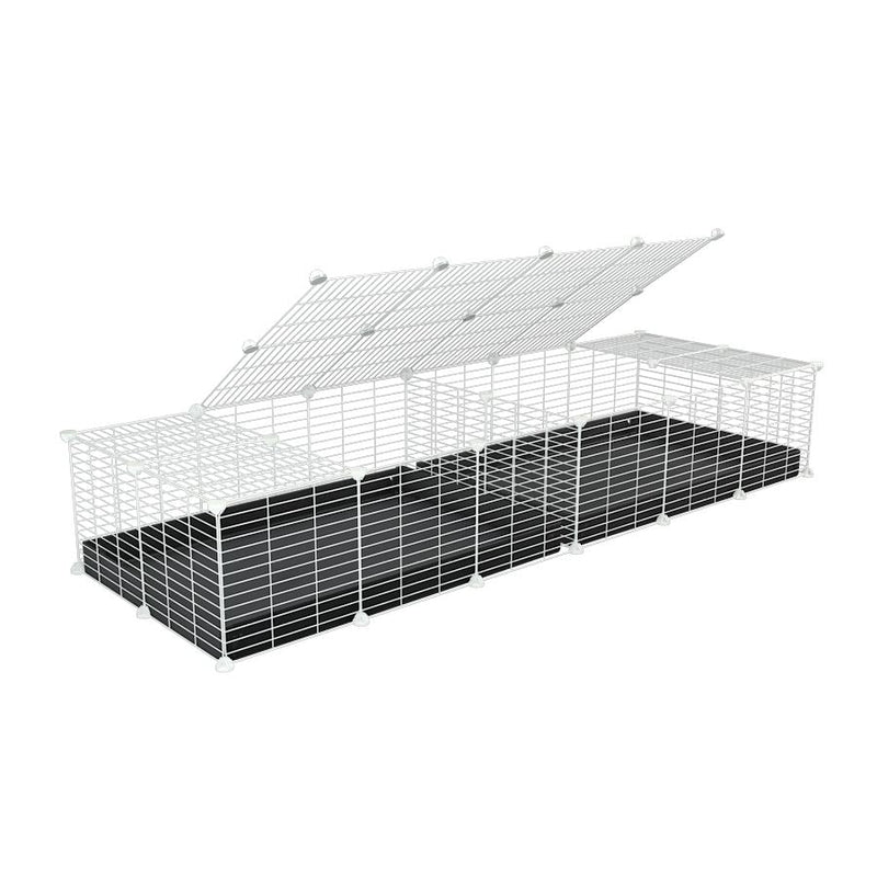 A 6x2 white C&C cage with lid divider for guinea pig fighting or quarantine with black coroplast from brand kavee