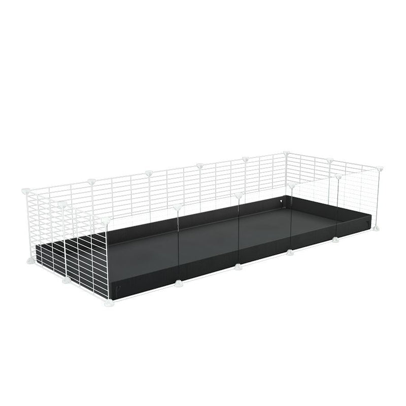 A cheap 5x2 C&C cage with clear transparent perspex acrylic windows  for guinea pig with black coroplast and baby proof white grids from brand kavee