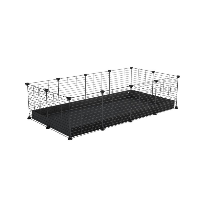 A cheap 4x2 C&C cage for guinea pig with black coroplast and baby grids from brand kavee