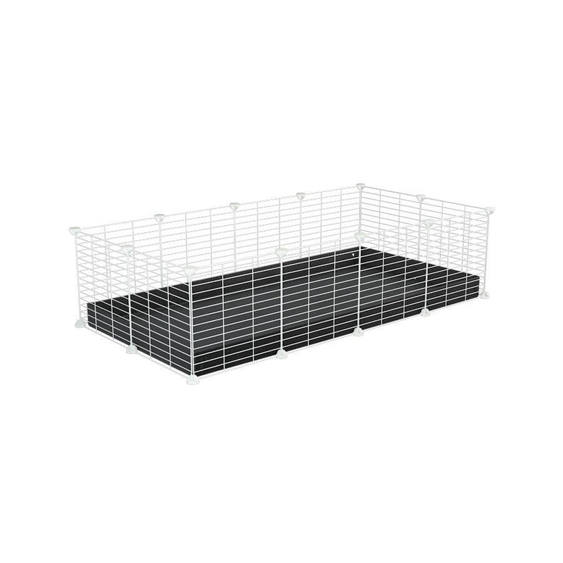 A cheap 4x2 C&C cage for guinea pig with black coroplast and baby proof white C&C grids from brand kavee