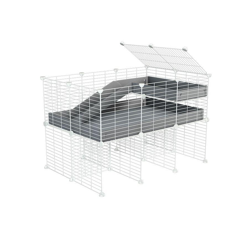 White 3x2 C&C Cage with Loft, Ramp & Stand