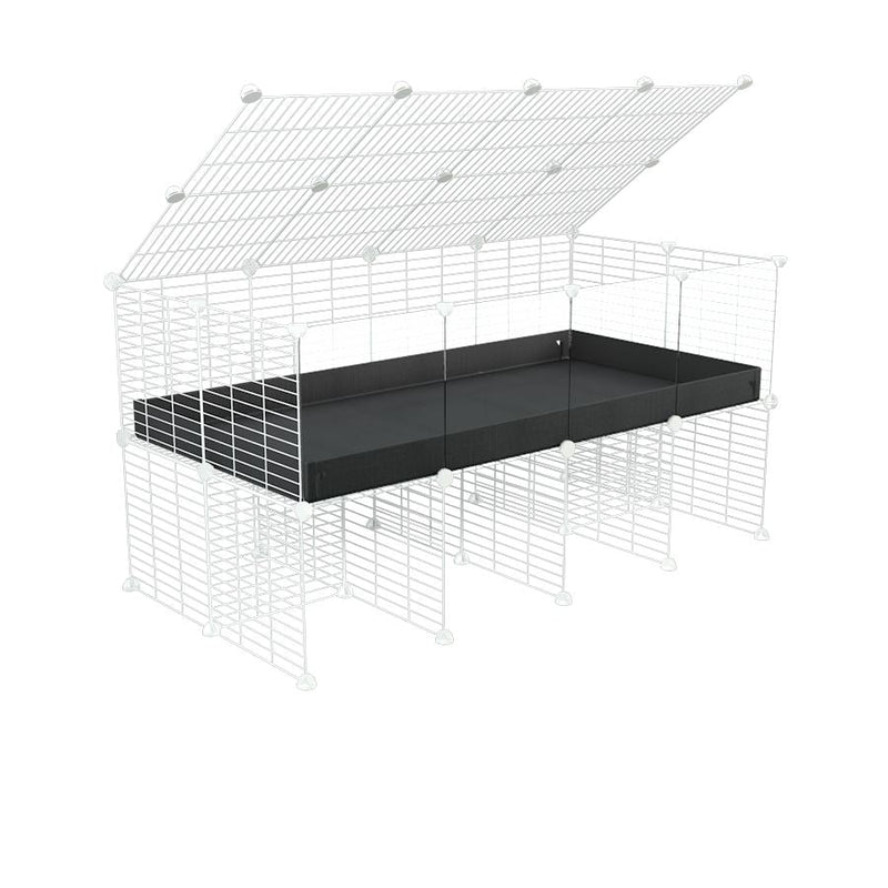 a 4x2 C&C cage with clear transparent perspex acrylic windows  for guinea pigs with a stand and a top black plastic safe white C&C grids by kavee