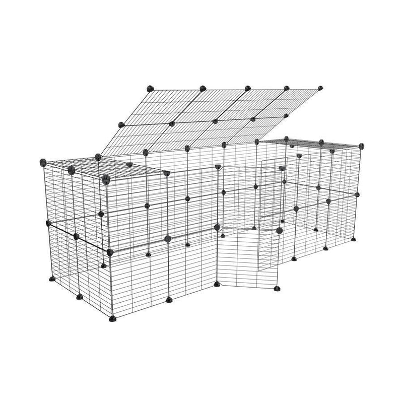 a tall 6x2 outdoor modular run with a top and baby bars safe C&C grids for guinea pigs or Rabbits by brand kavee 