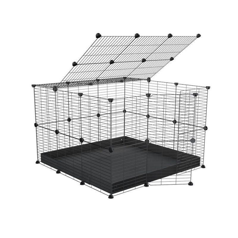 A 3x3 C and C rabbit cage with safe small size baby grids and black coroplast by kavee USA