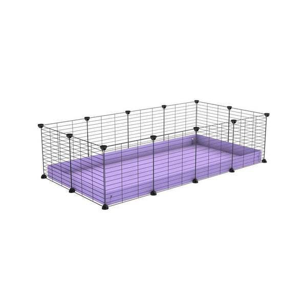 A cheap 4x2 C&C cage for guinea pig with purple lilac pastel coroplast and baby grids from brand kavee