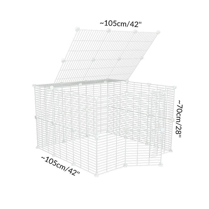 Dimensions of a tall 3x3 outdoor modular playpen with a lid and baby proof C and C white grids for guinea pigs or Rabbits by brand kavee 