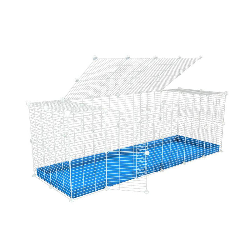 A 6x2 C and C rabbit cage with a top and safe small size baby proof white C and C grids and blue coroplast by kavee USA
