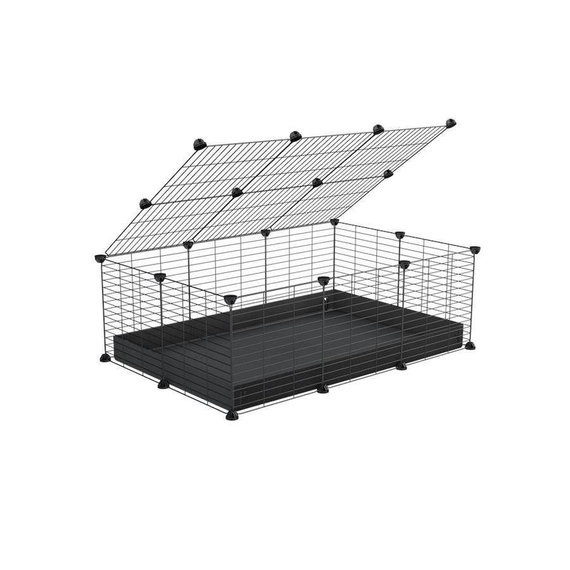 A 2x3 C and C cage for guinea pigs with black coroplast a lid and small hole grids from brand kavee