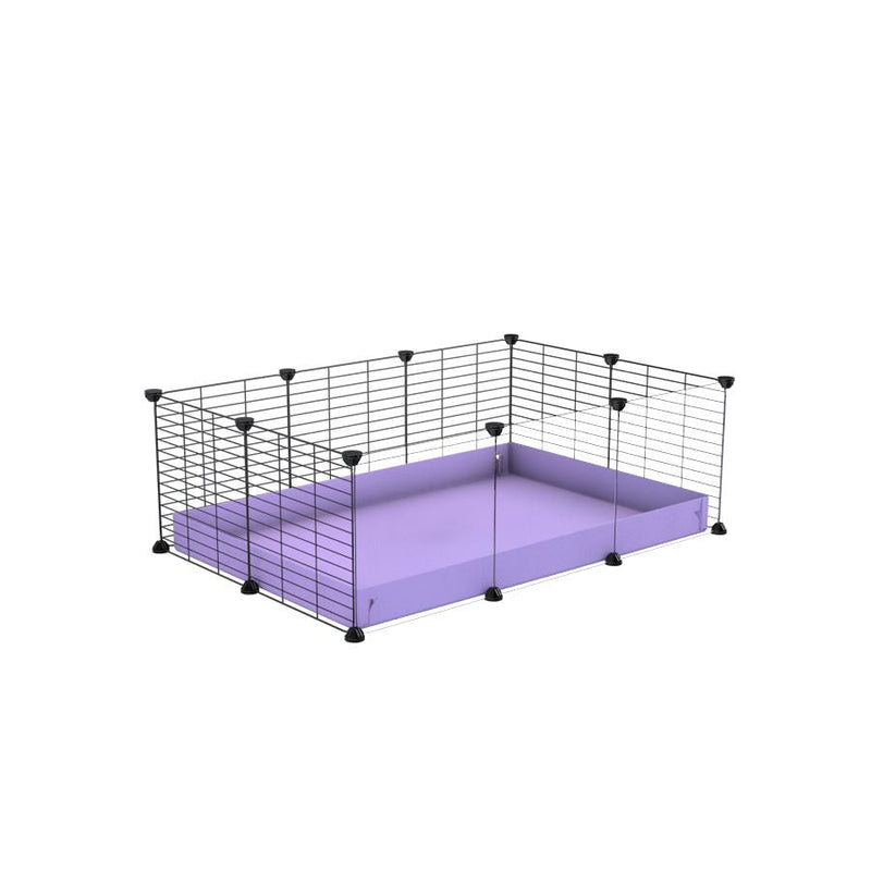 A cheap 3x2 C&C cage with clear transparent perspex acrylic windows  for guinea pig with purple lilac pastel coroplast and baby grids from brand kavee